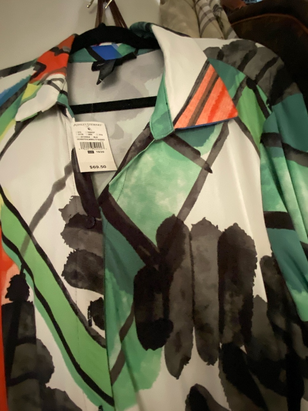 Ashley Stewart  Multicolor Abstract Button-Down jumpsuit BEAUTIFUL NEW WITH TAGS